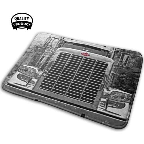 Peterbilt B&W Front View Soft House Family Anti-Slip Mat Rug Carpet Big Rigs Semi Semi Trucks Tractor Trailer Tractors Trucks