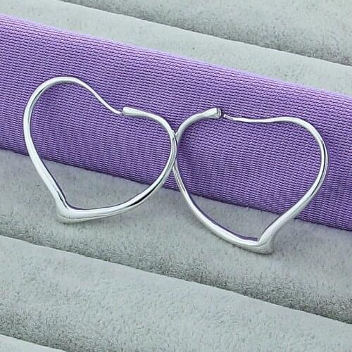 New 925 Sterling Silver Earrings Heart Simple Earrings For Women Charm Jewelry Gifts