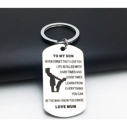 Oeinin Charms Key Chain Handsome Man To My Son Love Mum Bags Lovers Letter Color Keyring Alloy Key Chain Stainless Steel Pendant