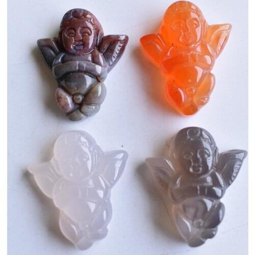 Wholesale 4pcs/lot 2020 fashion good quality natural onyx mixed carved angel charms pendants for necklace making jewelry free