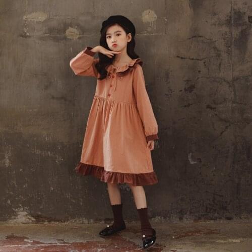 2020 Autumn Korean-Style Kids Girls Clothes Teen Girls Cute Princess Dress College Style Children Patchwork Casual Dress, #1092