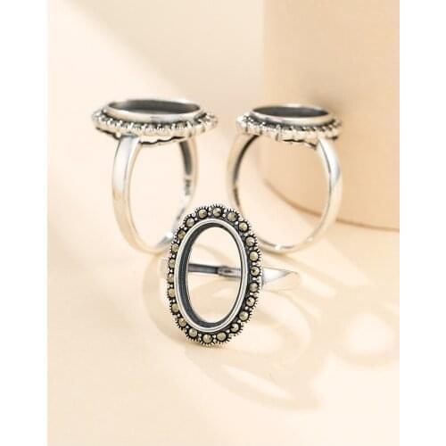 9.5*15mm 925 STERLING SILVER men women Semi Mount Bases Blanks base blank Pad ring Setting wedding jewelry findings diy A5856