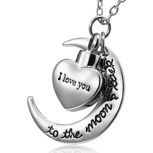 I Love You to the Moon and Back Urn Necklace for Ashes Memorial Keepsake Cremation Pendant Jewelry With Free Kit Funnel