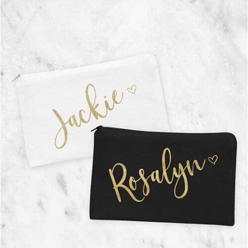 Personalized wedding bridesmaid Make Up pouch makeup comestic thank you Bags Gift for Bridal Party Bags toiletry zipper pouches