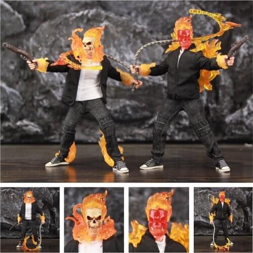 Custom Marvel Legends Punk Ghost Rider 6" Clothes Action FIgure Jeans Jacket T-shirt Shoes Johnny Blaze Comic Movie Toys Doll