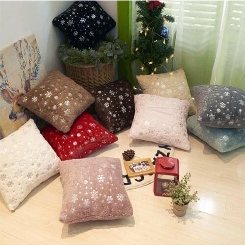 Christmas Cushion Cover Snowflake Plush Pillow Cover for Gift Sofa Decorative Kussenhoes 45x45 Nordic Home Decor