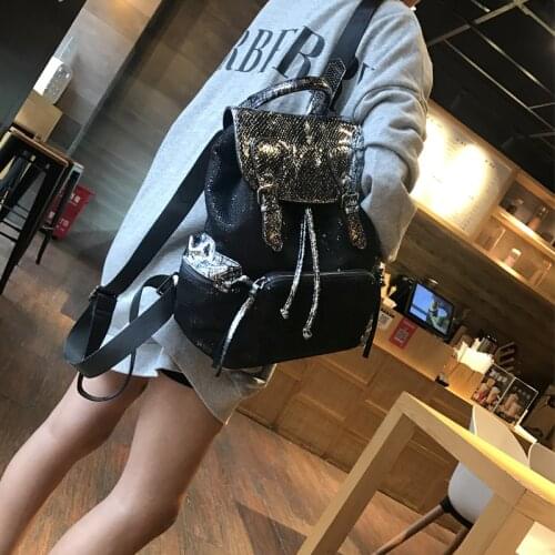 Satchel School Travel Fashion Backpack Female Mesh Drawstring Black Casual Backpacks New Laptop School Backpack Women