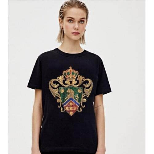 2021 Summer Women T-Shirt Diamond stone style Cute Round Neck T-shirts Plus Size S-3XL