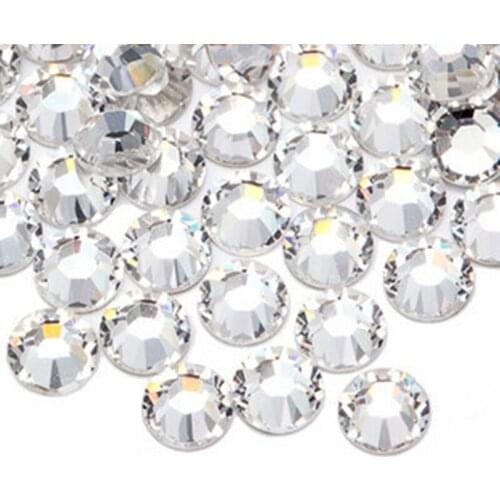 TopStone SS3-SS50 Nail Art Rhinestone Crystal Clear Color Flatback Non Hot Fix Rhinestone Glue On For Dress Garment