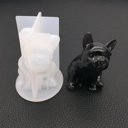 Crystal Epoxy Resin Mold 3D French Bulldog Silicone Mould DIY Crafts Ornaments Home Car Decorations Casting Tools D5QB