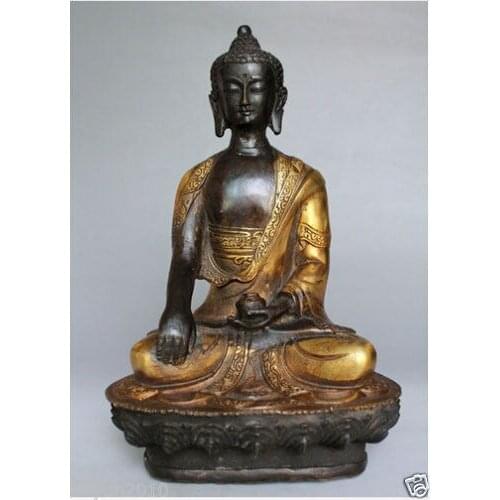 Xd 003324 Rare Tibet Tibetan Buddhism Bronze Hand-Carved Sakyamuni Buddha Statue