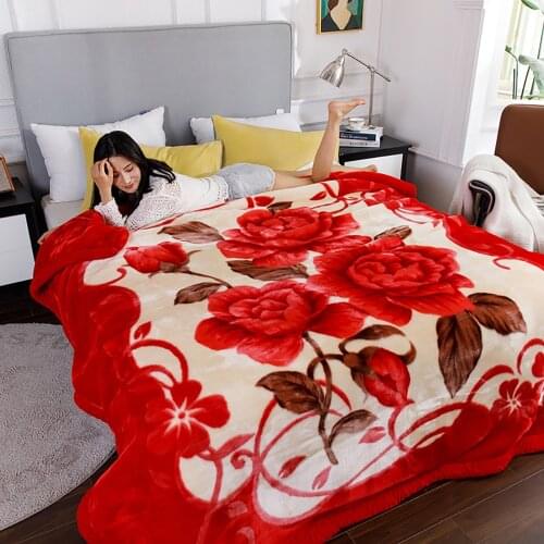 Bright Red Flannel Blanket Winter Soft Throw Cover On Sofa Bed Adult Home Textile Rose Flower Bedspread Travel Blankets 552362