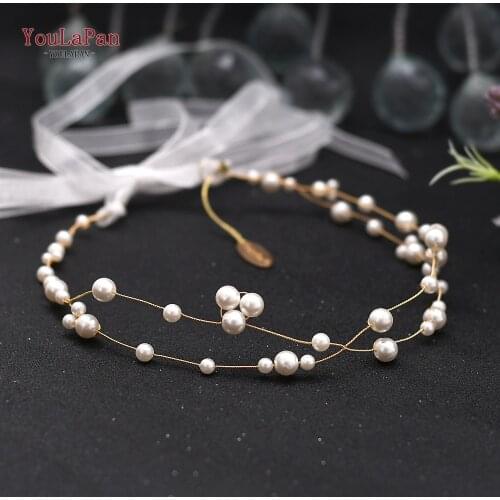 YouLaPan HP36 Golden Bridal Tiara Bridal Headband Bridal Wedding Hair Accessories Wedding Hair Jewelry Pearl Wedding Hairband