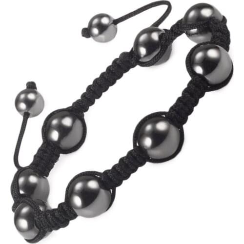 Wollet Jewelry Black Magnetic Hematite Beads Bracelets For Women Men Elastic Health Energy