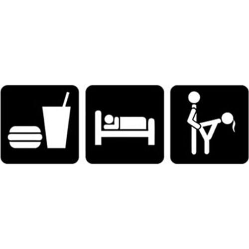 22*7CM Eat And Sleep Funny Car Sticker Motorcycle Car Decorative Decals Personality Accessories Sliver/Black C4-0173