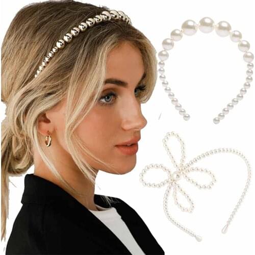 Haimeikang Full Pearl Hairbands 2021 New Women Elegant Sweet Headband Hair Bands Lady Hair Hoops Fashion Hair Accessories
