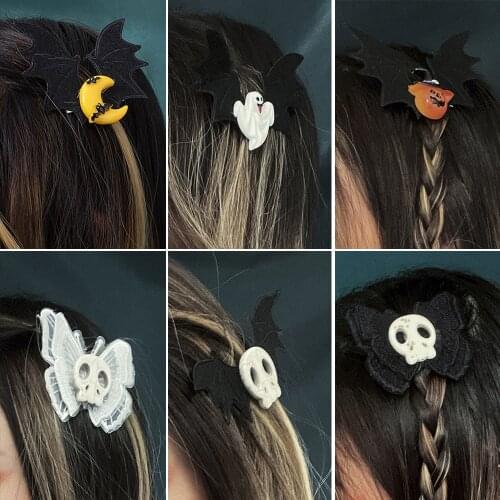 Cosysail Halloween Decoration Hair Accessories for Female Girl Butterfly Skull pumpkin bat wings Hair Clip Headwear Cosplay 2021