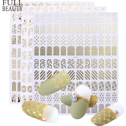 1pc 3D Gold Bronzing Stickers for Nails Leaf Flower Decals Sliders DIY Nail Art Decorations Products for Manicure CHAD101-106-1