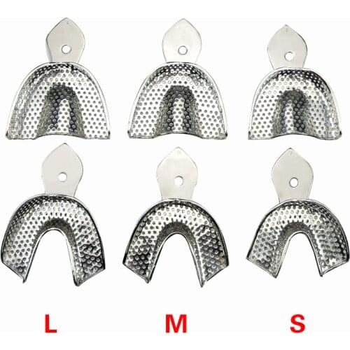 10pcs Stainless Steel Dental Teeth Tray Impression Tray Holder Model S/M/L/Anterior/Quadrant Autoclavable Denture Tools Material