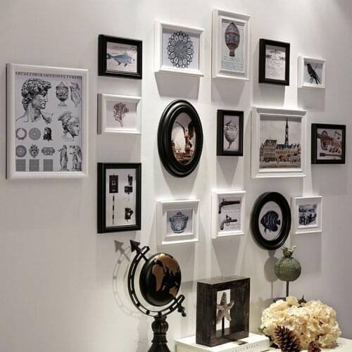 Mediterranean Style 16 pcs/set Wooden Photo Frame Creative Photo Frames for Picture Collage Picture Frame,Vintage Picture Frames