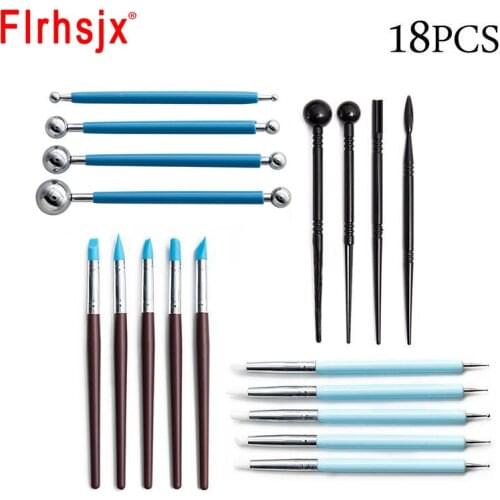 18pcs Polymer Clay DIY Tools Clay Sculpting Kit Sculpt Smoothing Wax Carving Pottery Ceramic Shapers Modeling Carved Tools