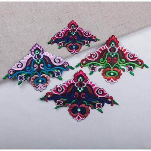 2pcs Colourful Retro Ethnic Style Embroidery Iron on Patches Sewing Appliques DIY Craft Customs Badges for Clothes Decoration