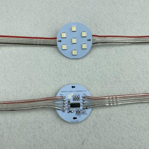 20pcs/string;IP20;DC24V RGBW DMX512(UCS512 chip);5050 SMD addressable pixel;1.68W;40mm diameter round type