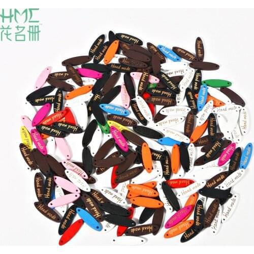 50Pcs Retro Wooden Button "Handmade" Labels for Clothes Garment DIY Button Tags Scrapbooking Craft Sewing Accessories Wholesale