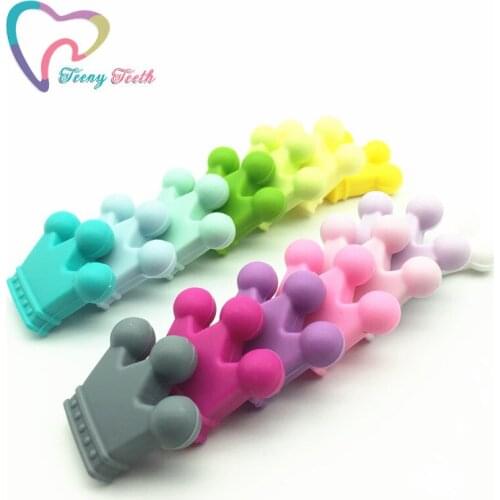 Teeny Teeth 50 PCS Crown Shaped Silicone Beads For Jewelry Making Food Grade Baby Chewable Crown Silicone Teething Loose Beads