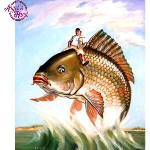 5D Diamond Painting Cartoon Fish Icons Diamond Embroidery Pattern Cross Stitch Square Sets Unfinished Decorative