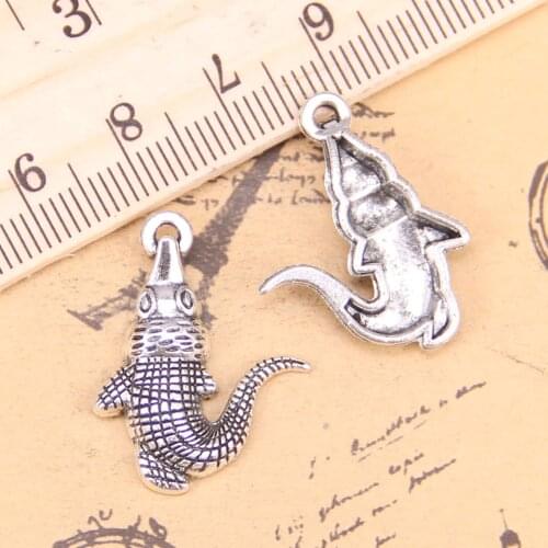 14pcs Charms crocodile alligator 26x20mm Antique Pendants,Vintage Tibetan Silver Jewelry,DIY for bracelet necklace