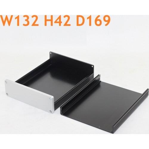 No Hole Aluminum Power Amplifier Chassis Blank Silver Back PSU Box DIY Headphone Amp Ear Phone Case W132 H42 D169