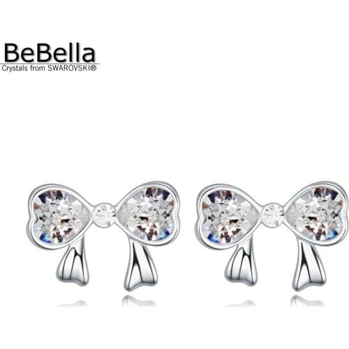 BeBella women gift 5 colors bowknot earrings made with Crystals from Swarovski