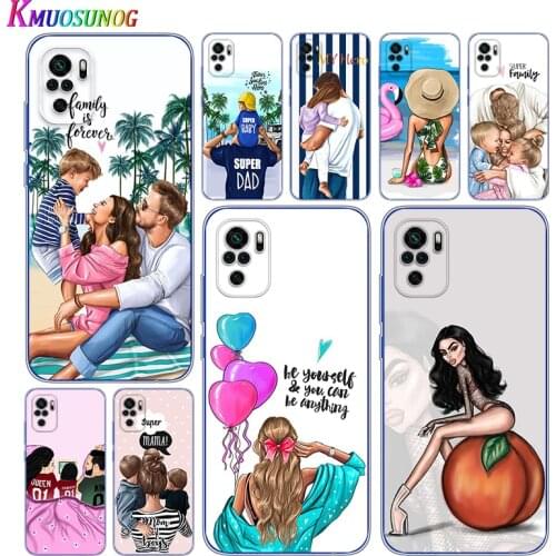 Transparent Cover Dad Mom Baby Girl For Xioami Redmi Note 10 10S 9T 9S 9 8T 8 7S 7 6 5A 5 4X 4 Pro Max Phone Case