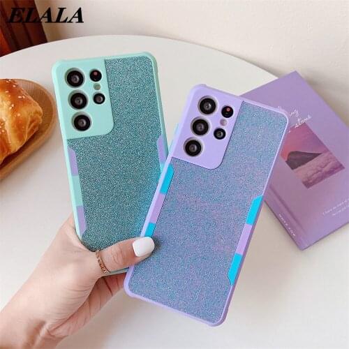 Back Case for Samsung S20 Ultra 5g S21 Plus Note 20 10+ S10 Plus Glitter Bling Soft TPU Cover Shockproof Contrast Color Coque