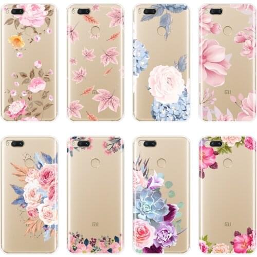 TPU Silicone Phone Case For Xiaomi MI A1 A2 LITE 8 SE Rose Flower Pink Floral Soft Back Cover For Xiaomi MI 5 5C 5S 5X 6 6X Plus