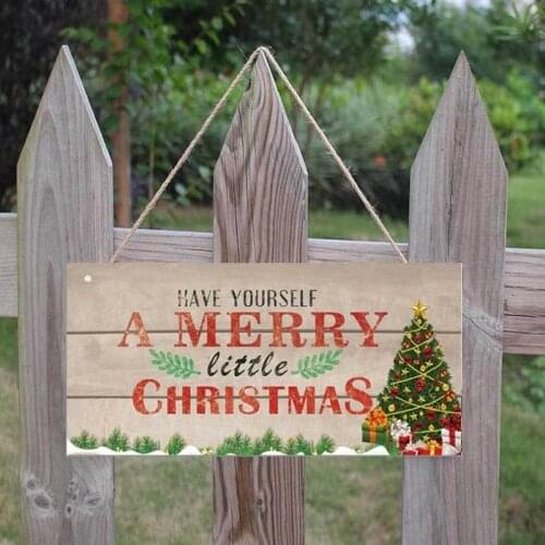 Wooden Merry Christmas Door Hanging Sign Outdoor Wooden Plaque Christmas Decoration for Home Xmas Tree Pendant Navidad Gift Noel