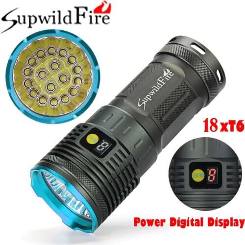 Portable Flashlights Brand New Supwildfire 18 X Xm-l T6 Led Power Digital Display Outdoor Camping Hunting Flashlight Lanterna