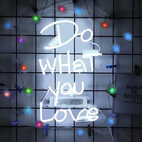 Custom Do What You Love White Acrylic Neon Light Lamp Sign Beer Bar Handmade Real Glass Decorate Home Wall Room Decor Club Tube