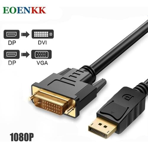 Displayport to DVI Cable DP DVI VGA Converter 1080P Display Port to VGA Adapter Displayport Converter DP VGA Cable