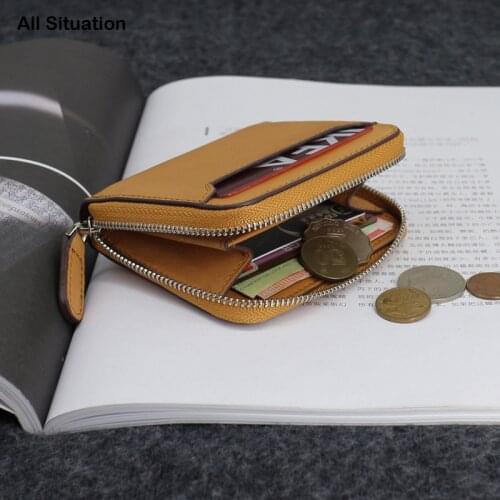 Luxury Storage Coin Purses First Layer Cow Leather Top Quality Women Organizer Coin Pouch Men Casual Small Credit Card Wallets
