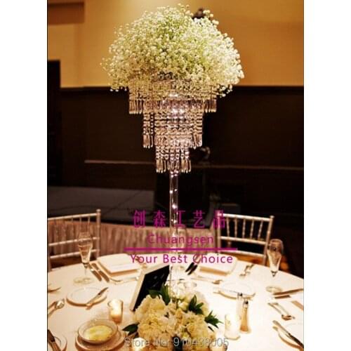 Round Acrylic Flower Centerpiece Wedding Props Column Decoration Flower Holder Factory Directly Sale Wedding Event Decoration