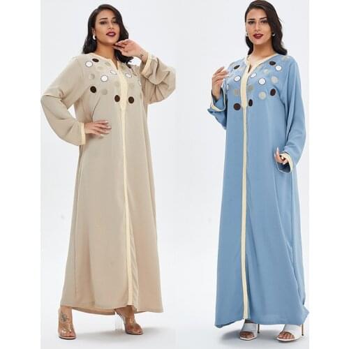 Dubai Turkish Muslim Robe Dress Spring Autumn New Casual Long Sleeve Loose Waist Moroccan Kaftan Dress Islamic Clothing Dress