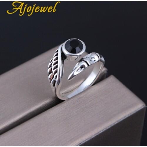 Ajojewel Punk Ring New Design Scorpion Tail Open Ring Men Black Stone Animal Skeleton Jewelry Fashion Cool Ring