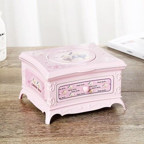 Music Box European Classical Style Girl Music Box Storage Drawer Vanity Mirror Ornaments Kids Musical Toy Gift Music Box Pink