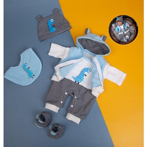 Cartoon Reborn Baby Doll Clothes Set Suit For 17-18 Inch Dolls High Quality 5 Pieces Dinosaur Reborn Doll Accessories Kids Gift
