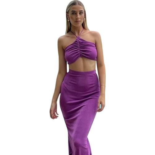 2021 Summer New Fashion Sexy Hollow Vest French Dress Half-Length Skirt Set