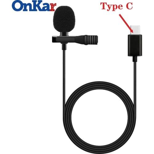ONKAR Type-C Lavalier Lapel Microphone 1.5m Tie Clip-on Recording MIC For Huawei XiaoMi Android Type-C Interface Device
