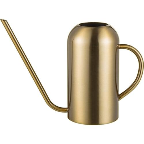 1.5L Large-Capacity Retro Golden Stainless Steel Long-Mouth Watering Can for Indoor and Outdoor Potted Plants Garden Supplies L