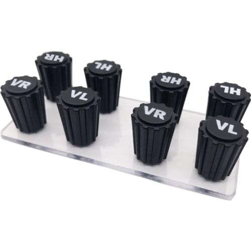 8Pcs/Set on Plate ABS Black Tire Valve Stem Caps Dustproof Wheel Stem Air Valve Cover with VR VL HR HL Printing 8V1 US Schrader